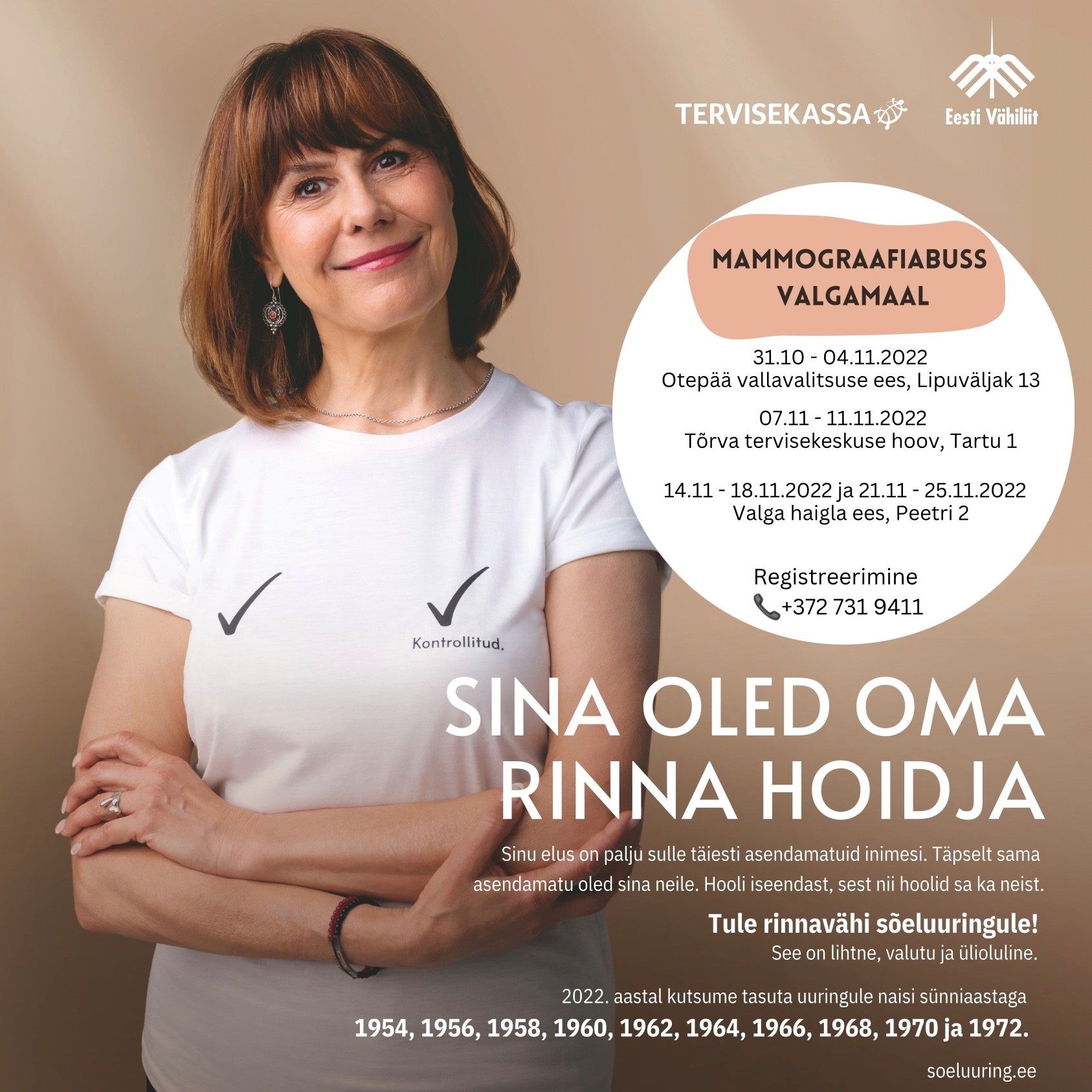 Mammograafiabusside ajakava 2022 Valga maakonnas