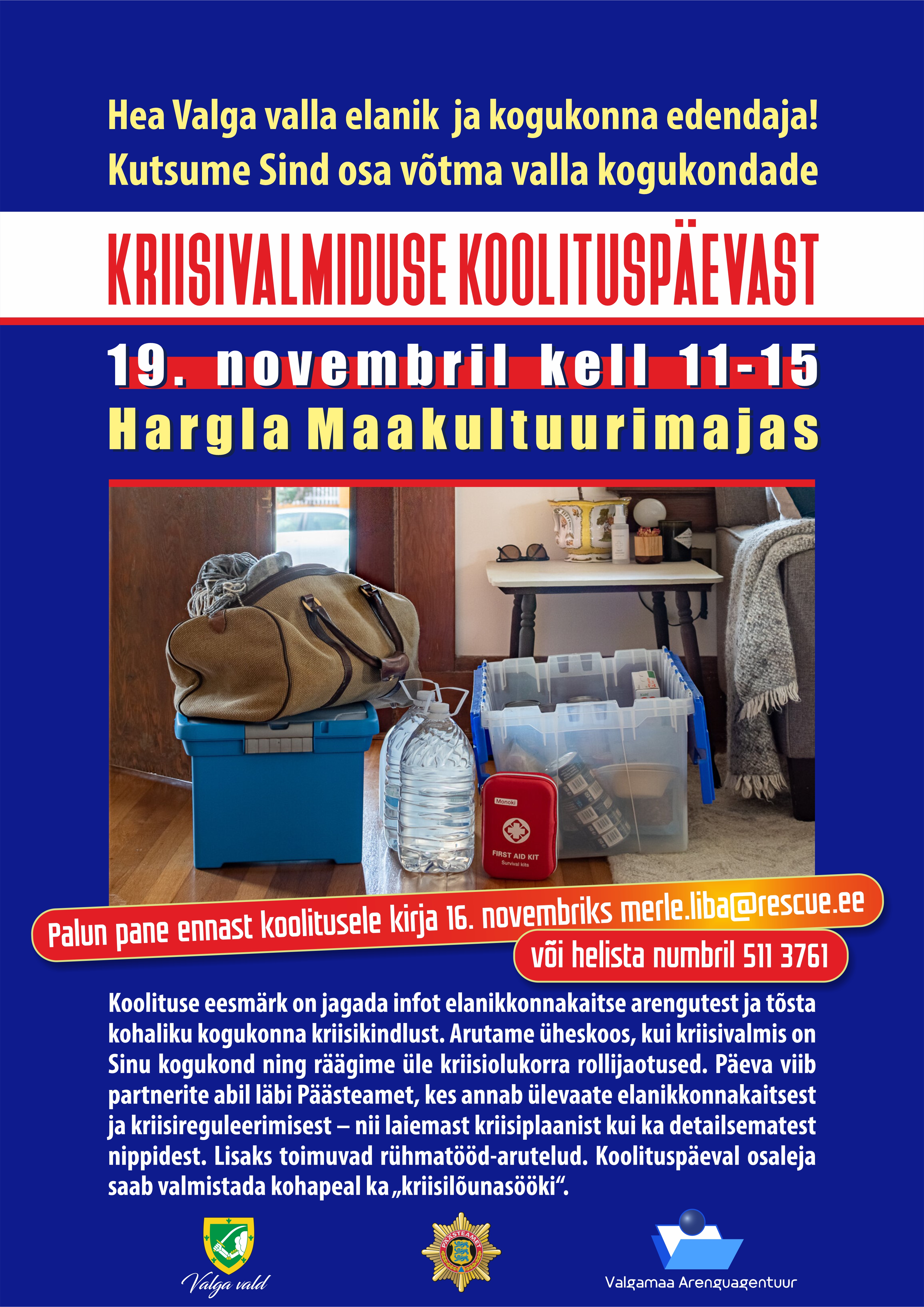 Valga valla kogukondade kriisivalmiduse koolitusp&auml;ev