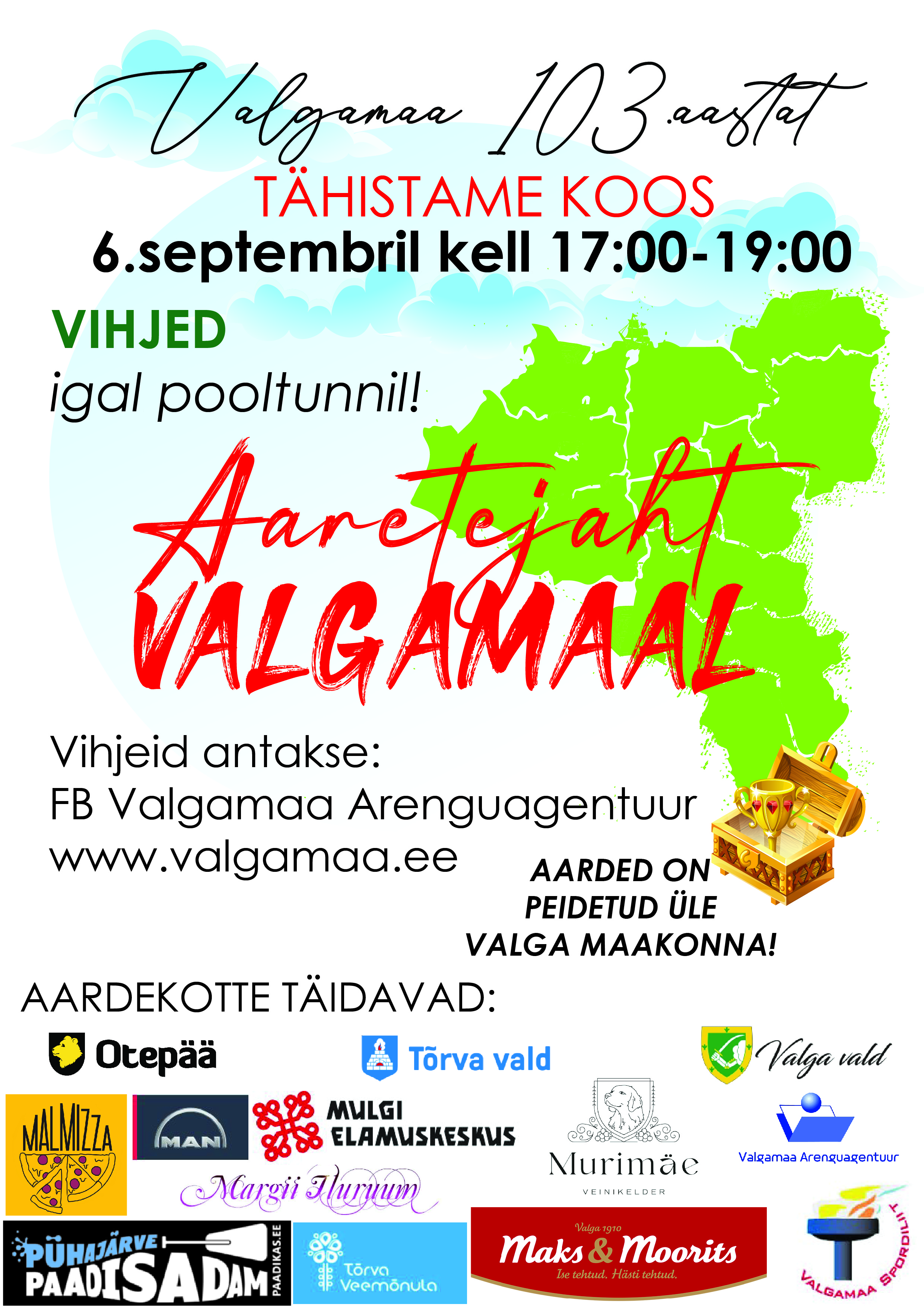 "Aaretejaht Valgamaal" 6.september algusega kell 17:00
